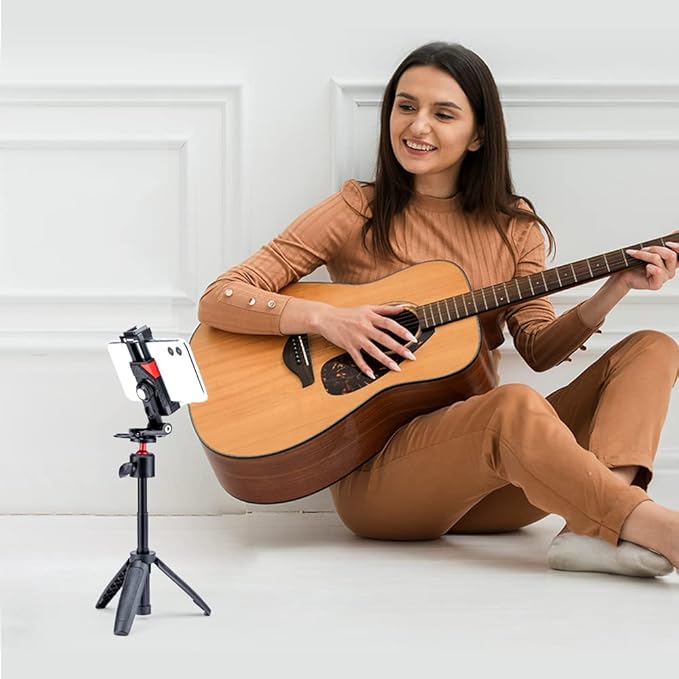 Phone Tripod Mount with Cold Shoe – Universal Clip for Monopod, Selfie Stick, Desktop Tripod, Vlogging - Fotopro AMZ
