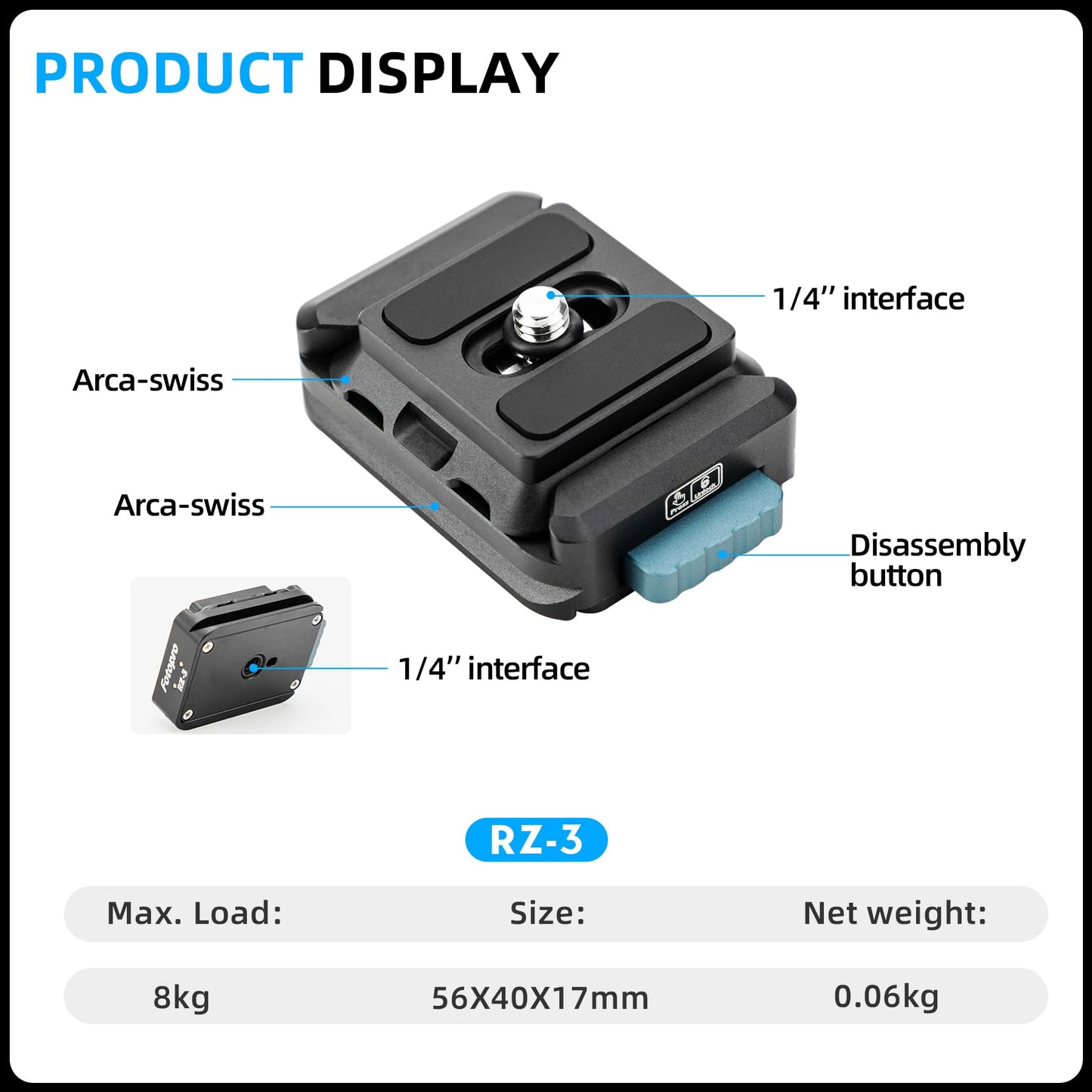 Quick Release Camera Mount. RZ - 3 - Fotopro