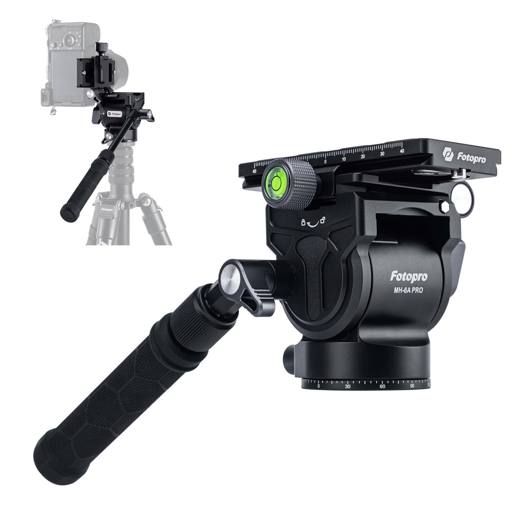 Video Fluid Head - MH - 6A PRO. W/ Vertical Horizontal Shooting - Fotopro