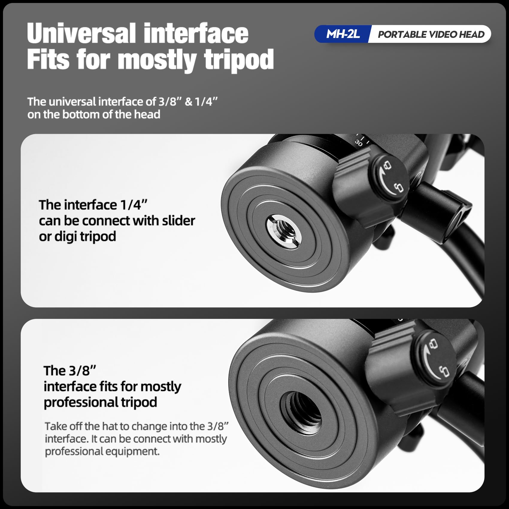 Video Fluid Head with QR Plate. MH - 2L - Fotopro