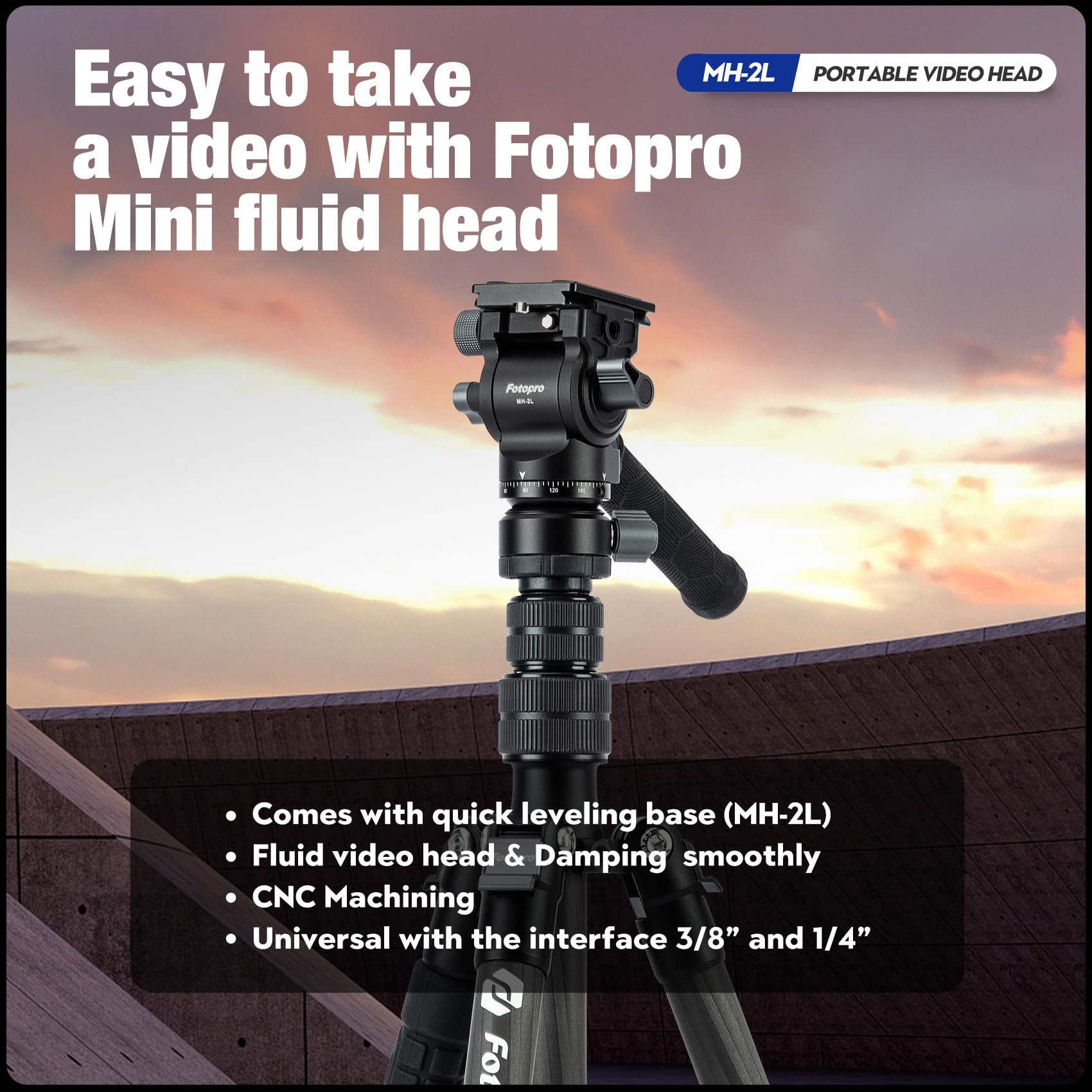 Video Fluid Head with QR Plate. MH - 2L - Fotopro