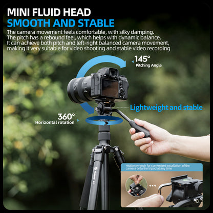 73" Compact Travel Tripod/Monopod, Fluid Head. A4I Video