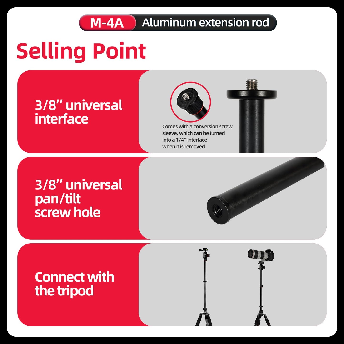 2 - Section Tripod Extension Column Tube - Fotopro