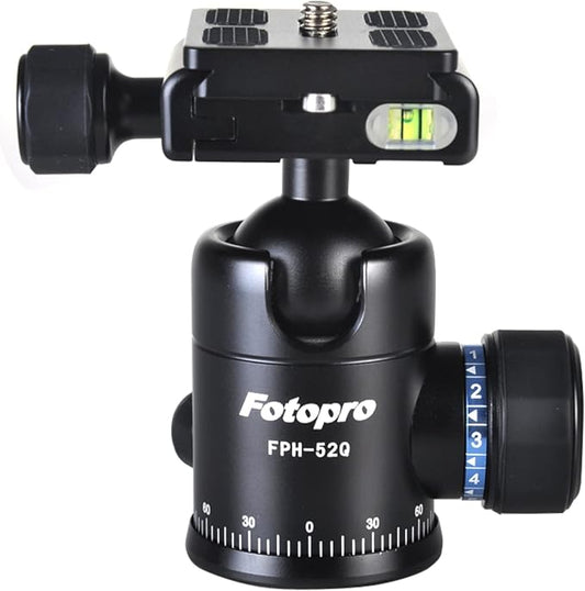 30mm Ball Head for Camera, 360° Rotation, 1/4" Quick Release Plate, DSLR Camcorder Tripod Monopod Slider, Black - Fotopro AMZ