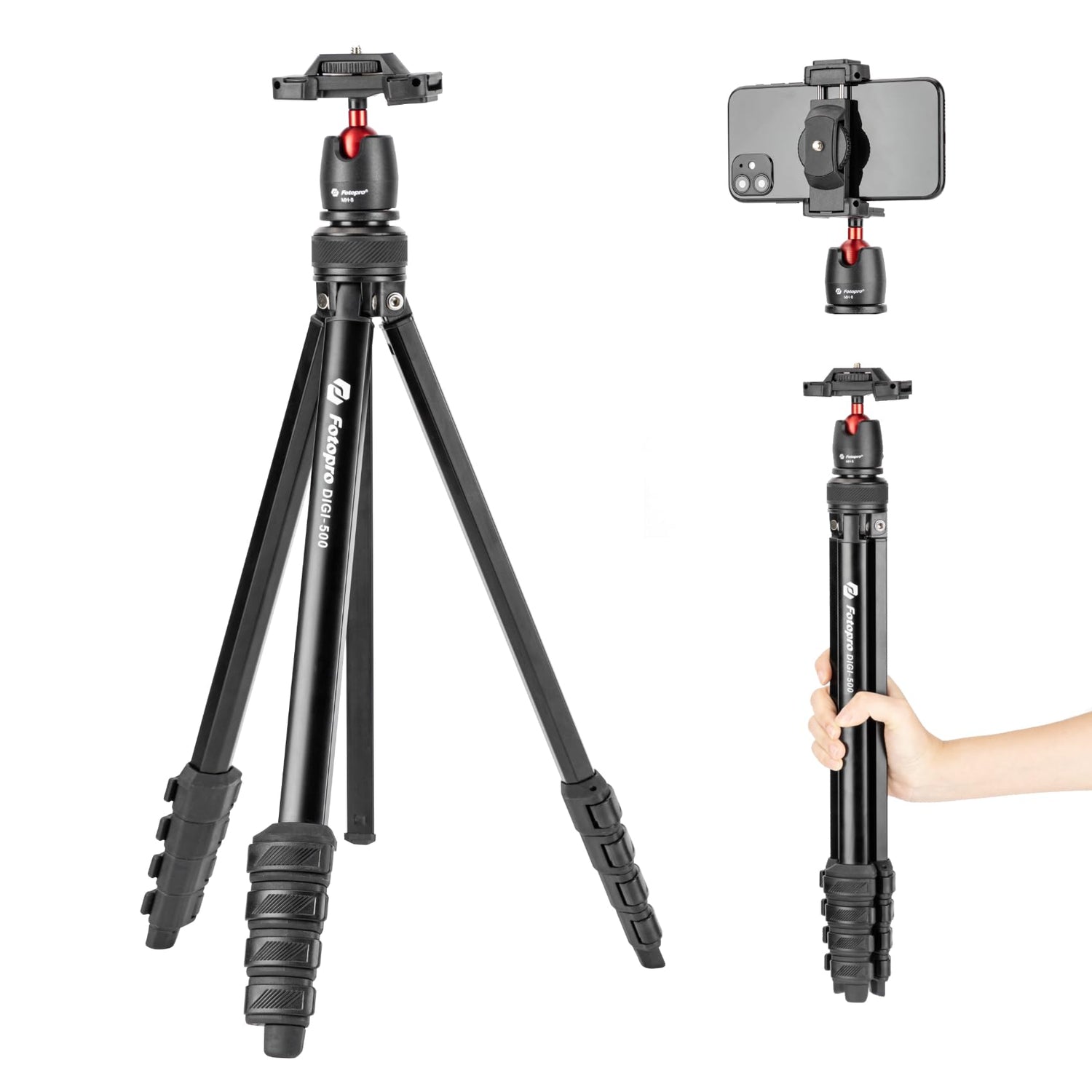 64” Compact 2 - in - 1 Travel Camera Tripod, Ball Head. DIGI - 500 - Fotopro AMZ