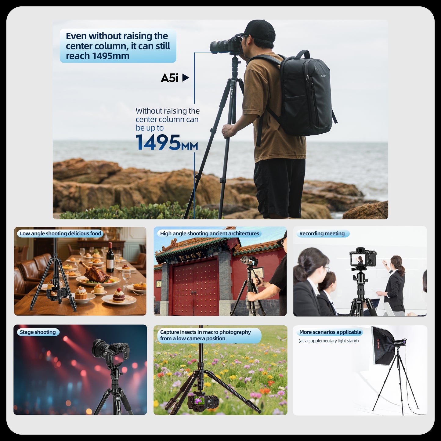 73" Compact Travel Tripod/Monopod, Fluid Head. A4I Video