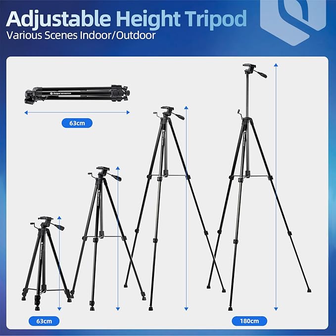 71" Fotopro Aluminium Tripod with Remote & Phone Mount, Carry Bag, for Cameras & Projectors - Fotopro AMZ