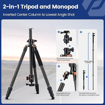 Fotopro 2-in-1 Horizontal Tripod ( 75 Inch, Carbon Fiber )