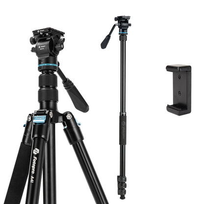 73" Compact Travel Tripod/Monopod, Fluid Head. A4I Video - Fotopro