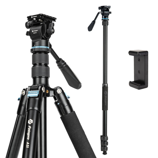 80" Compact Travel Tripod/Monopod, Fluid Head. A5I Video - Second image