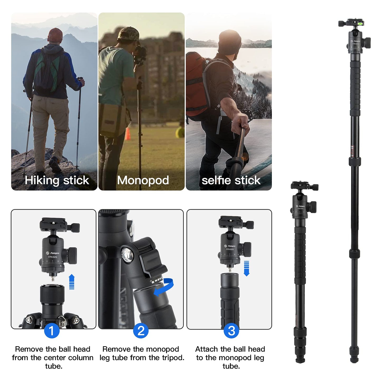 Complete Tripod for Camera, Professional Tripod for Camera - Fotopro AMZ