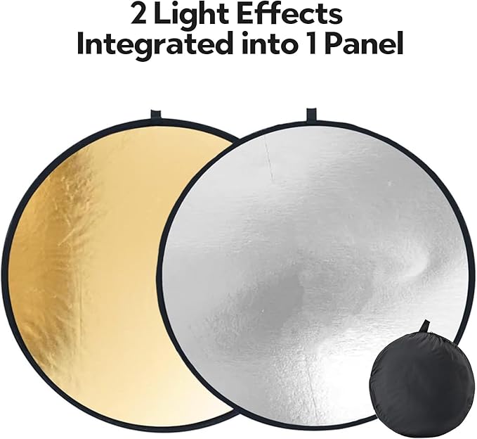 Fotopro 32 - Inch 80cm 2 - in - 1 Foldable Photo Reflector, Silver/Gold Multi Disc with Bag for Studio & Outdoor Photography Lighting - Fotopro AMZ