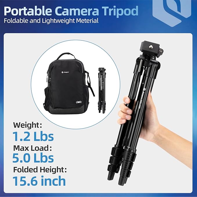 Fotopro 48" Phone Tripod with 3 - Way Head, Lightweight Aluminum Camera Stand for DSLR, Phone Mount & Remote Control, Portable Travel Tripod - Fotopro AMZ