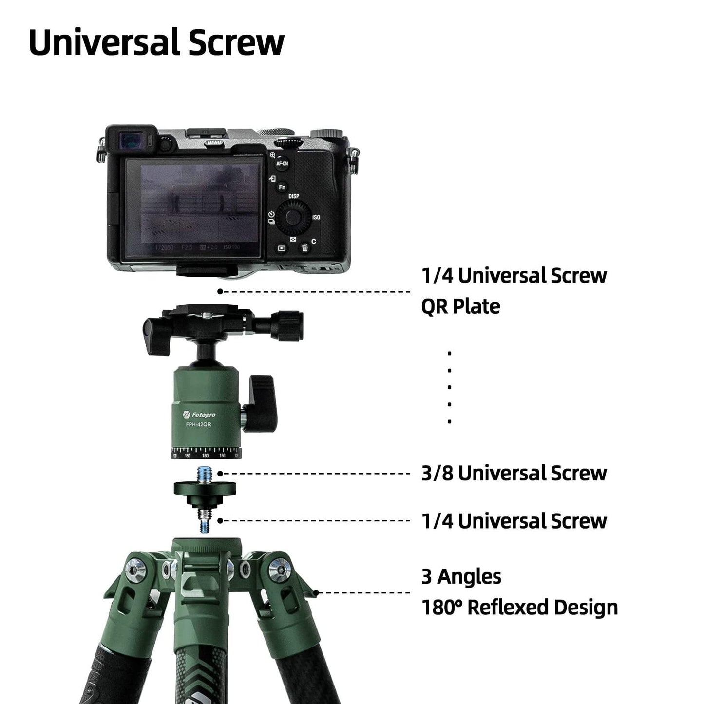 Fotopro 60'' Carbon Fiber Tripod, X - Aircross 3 Green - Fotopro AMZ