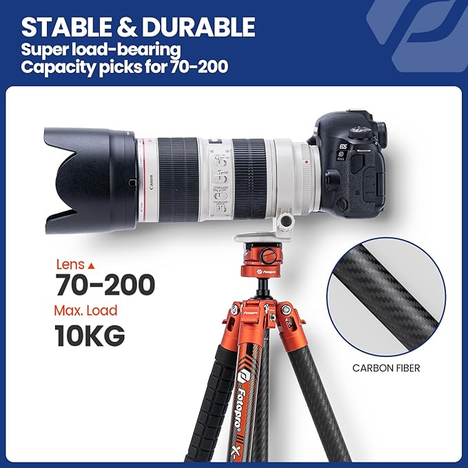 Fotopro 62'' Lightweight Tripod (Carbon Fiber). X - Aircross 3 Lite Orange - Fotopro AMZ