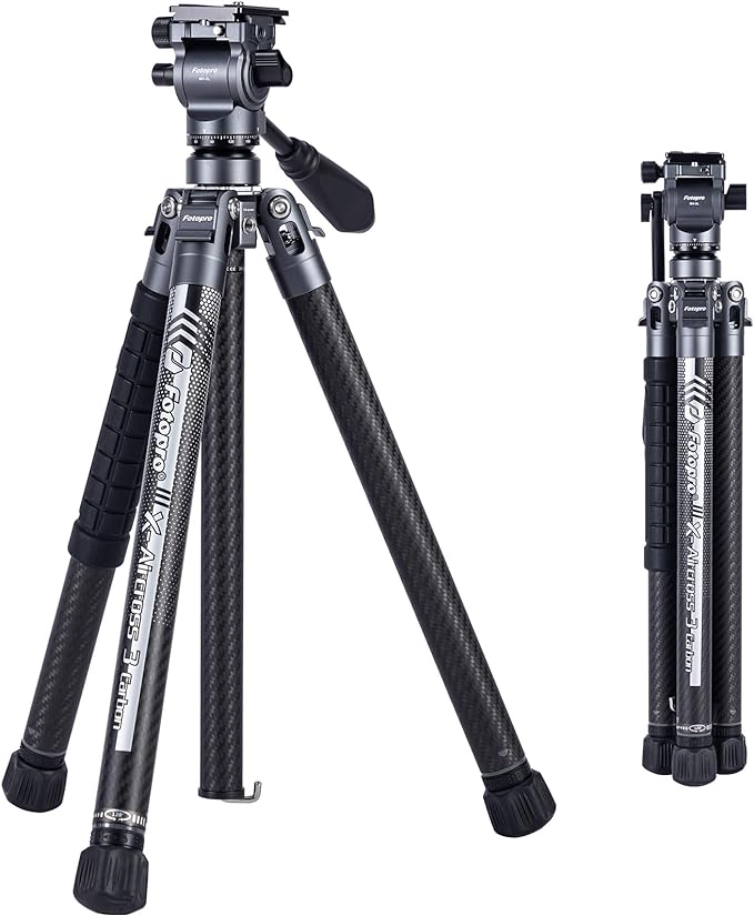 Fotopro 64'' Lightweight Video Tripod ( Carbon Fiber ). X - Aircross 3 Lite Video Grey - Fotopro AMZ