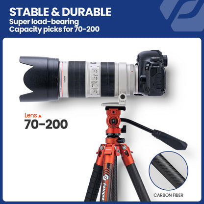 Fotopro 64'' Lightweight Video Tripod ( Carbon Fiber ). X - Aircross 3 Lite Video Orange - Fotopro AMZ