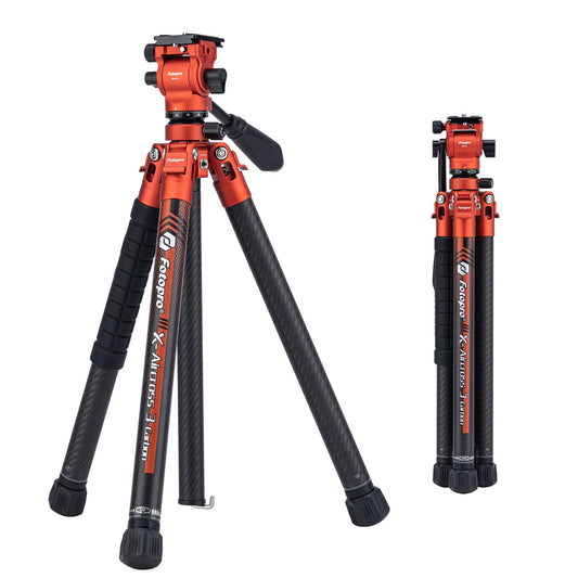 Fotopro 64'' Lightweight Video Tripod ( Carbon Fiber ). X - Aircross 3 Lite Video Orange - Fotopro AMZ