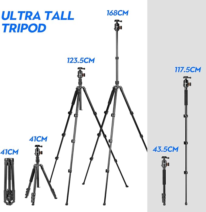 Fotopro 66" Aluminum Camera Tripod & Monopod, 360° Ball Head with Quick Release Plate, Max Load 22lbs, for DSLR & Video - Fotopro AMZ