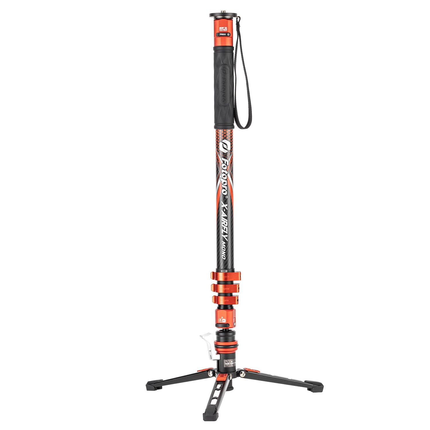 (搜索不到)Fotopro 73" 3 - in - 1 Carbon Fiber Monopod with Pedal, X - Airfly Monopod( Orange ) - Fotopro AMZ