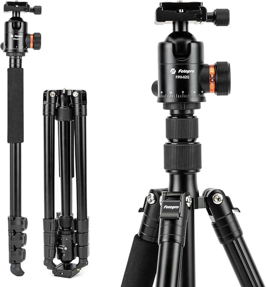 Fotopro 78" Aluminum Camera Tripod & Monopod with 360° Ball Head, Professional DSLR Tripod for Canon, Nikon, Sony, Max Load 22lbs - Fotopro AMZ