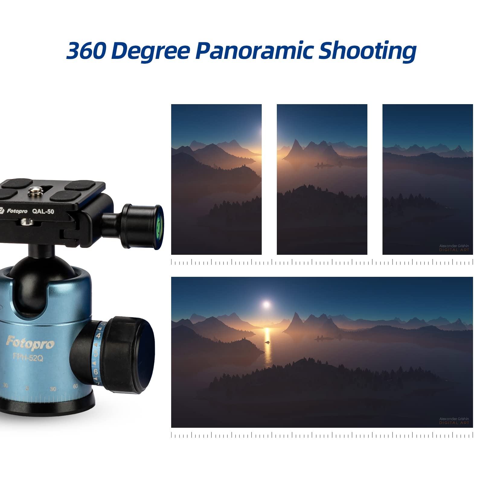 Fotopro Camera Tripod Ball Head with 1/4 Inch Quick Release Plate FPH Series - Fotopro AMZ