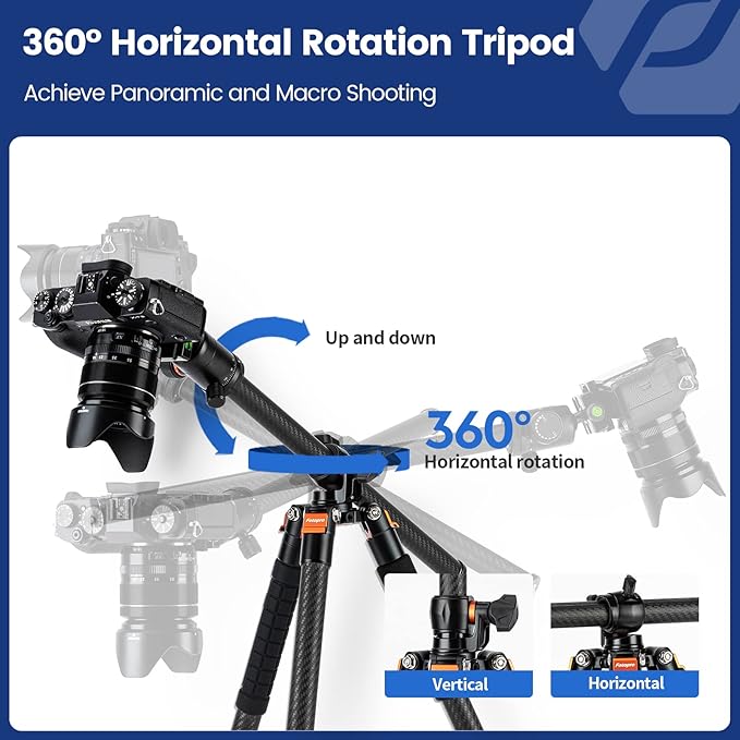 Fotopro Carbon Fiber Horizontal Tripod (62.6 - Inch, 360° Ball Head) - Fotopro AMZ