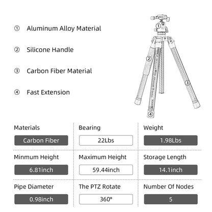 Fotopro Carbon Fiber Tropod X Aircross Series - Fotopro AMZ