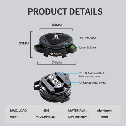 Fotopro Claw Quick Release Plate 1/4 Inch 3/8 Inch Screw QR Mount Adapter for Tripod Handheld Gimbal Stabilizer Monopod Slider Camera - Fotopro AMZ