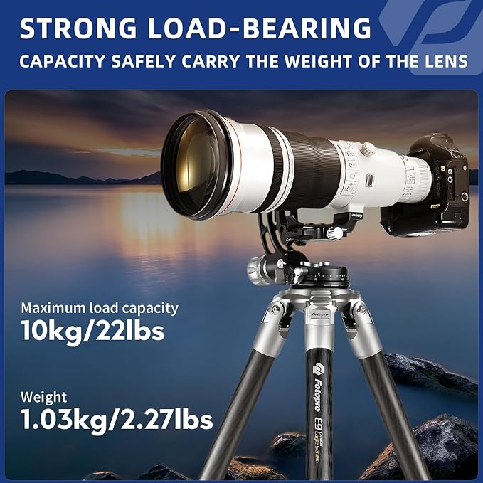 Fotopro E - 6H Gimbal Head, Professional Tripod Head for Wildlife, Sports & Astrophotography, Large Lens Support - Fotopro AMZ