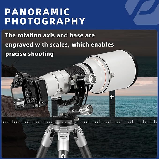 Fotopro E - 6H Gimbal Head, Professional Tripod Head for Wildlife, Sports & Astrophotography, Large Lens Support - Fotopro AMZ