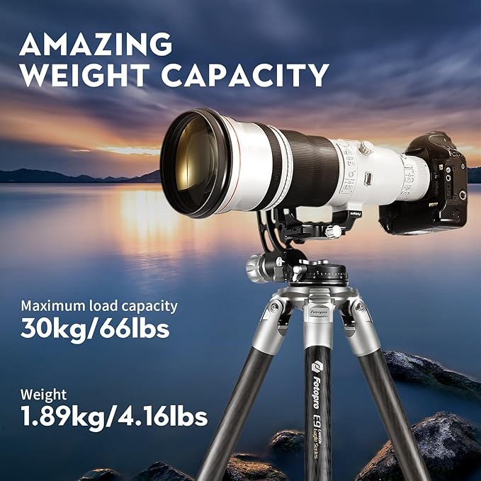 Fotopro E - 9H Gimbal Head, Aluminum Tripod Head for Wildlife & Astrophotography, Heavy Duty Liquid Head, Max Load 30kg - Fotopro AMZ