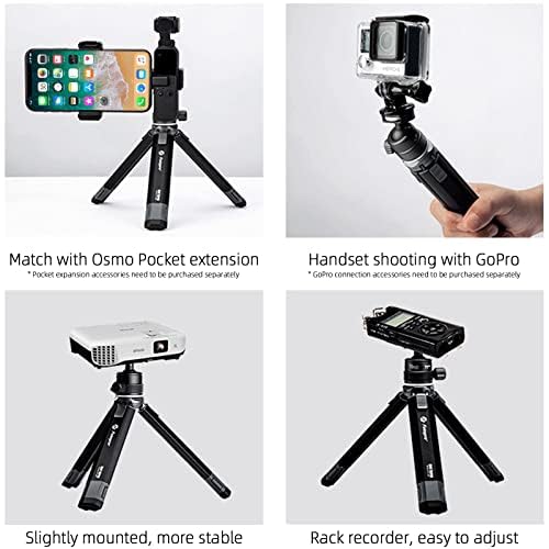 Fotopro Extendable Mini Camera Tripod, Aluminum Alloy Handheld Tripod with Ball Head Phone Holder Universal Tablet Phone Tripod Mount Bluetooth Remote Control for Phone DSLR Camera - Fotopro AMZ