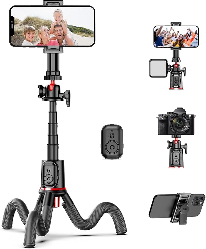 Fotopro Flexible Mini Tripod with Wireless Remote, 360° Rotating Phone Holder, Extendable Stand for Camera & Phone, RM - 67, Black - Fotopro AMZ