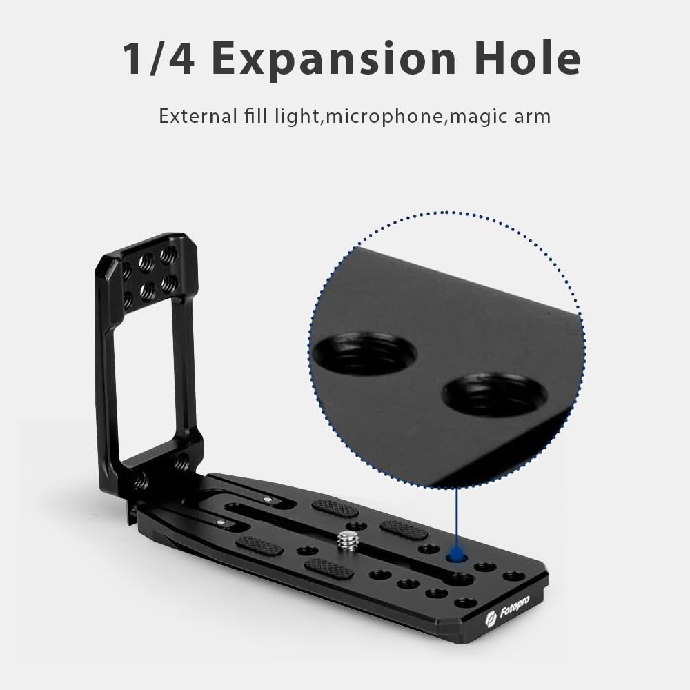 Fotopro L Bracket Quick Release Plate Vertical Horizontal Switching L Type QR for Tripod Monopod Zhiyun Stabilizer Hydraulic Head Camera Universal - Fotopro AMZ