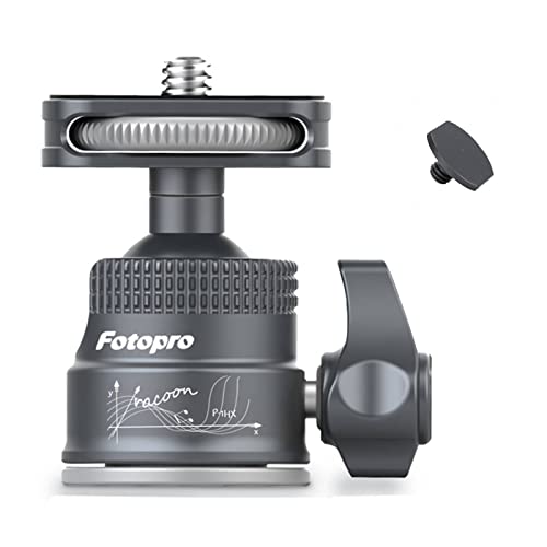 Fotopro Mini Ball Head with 1/4 Cold Shoe Screw, Aluminum Aloy 360°Rotatable Mini Tripod Head for Cameras,Camcorders,Phone,LED Video Light - Fotopro AMZ