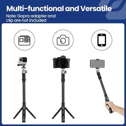 Fotopro Mini Camera Tripod Kit, Extendable Small Desktop Tripod with Carbon Fiber 3 Section Center Cloum Ball Head Adapter for iPhone Max Height 35 inch, Load up to 3Kg 6.61 lb - Fotopro AMZ