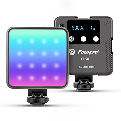 Fotopro RGB Video Lights Cold Shoe 2500 - 9000K Dimmable 2000mAh Rechargeable Full Color Portable Fill Light for YouTube Photography Vlog Game Black - Fotopro AMZ