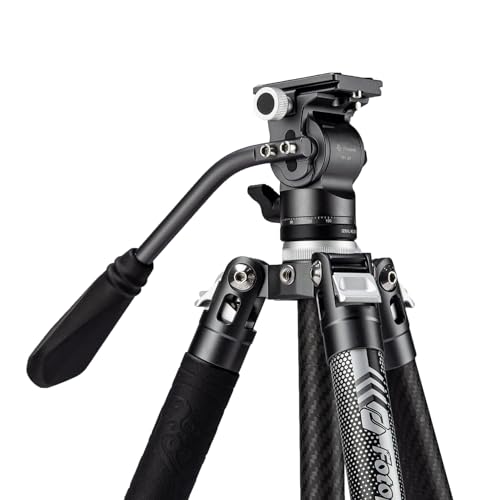 Fotopro Video Travel Tripod 60'' Lightweight 2.18lbs Carbon Fiber Camera Tripod with Quick Release 1/4" Screw Video Head for DSLR Camera Projector Maxload 22lbs Grey - Fotopro AMZ