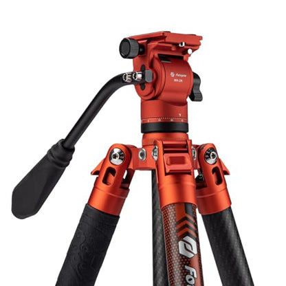 Fotopro Video Travel Tripod 60'' Lightweight 2.18lbs Carbon Fiber Camera Tripod with Quick Release 1/4" Screw Video Head for DSLR Camera Projector Maxload 22lbs Orange - Fotopro AMZ