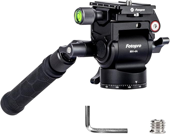 Fotopro Video Tripod Head Compact Metal Pan Tilt Fluid Head with Arca Type QR Plate for Camcorder DSLR Camera, Max Load 3kg 6.61Ib - Fotopro AMZ