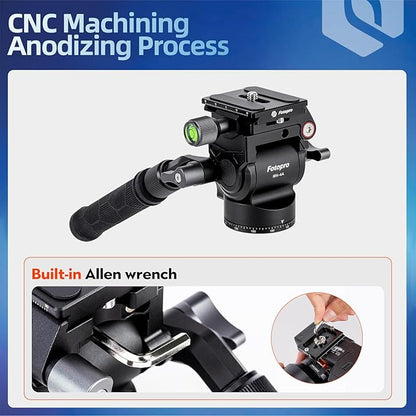 Fotopro Video Tripod Head Compact Metal Pan Tilt Fluid Head with Arca Type QR Plate for Camcorder DSLR Camera, Max Load 3kg 6.61Ib - Fotopro AMZ