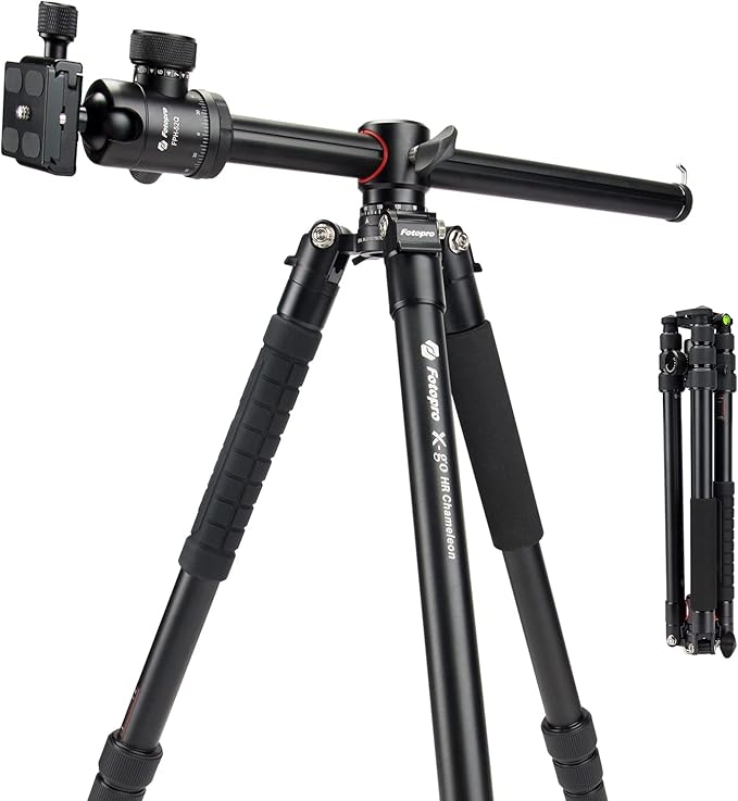 Fotopro X - GO HR Tripod, Aluminum DSLR Tripod with 360° Ball Head & Rotating Central Column - Fotopro AMZ