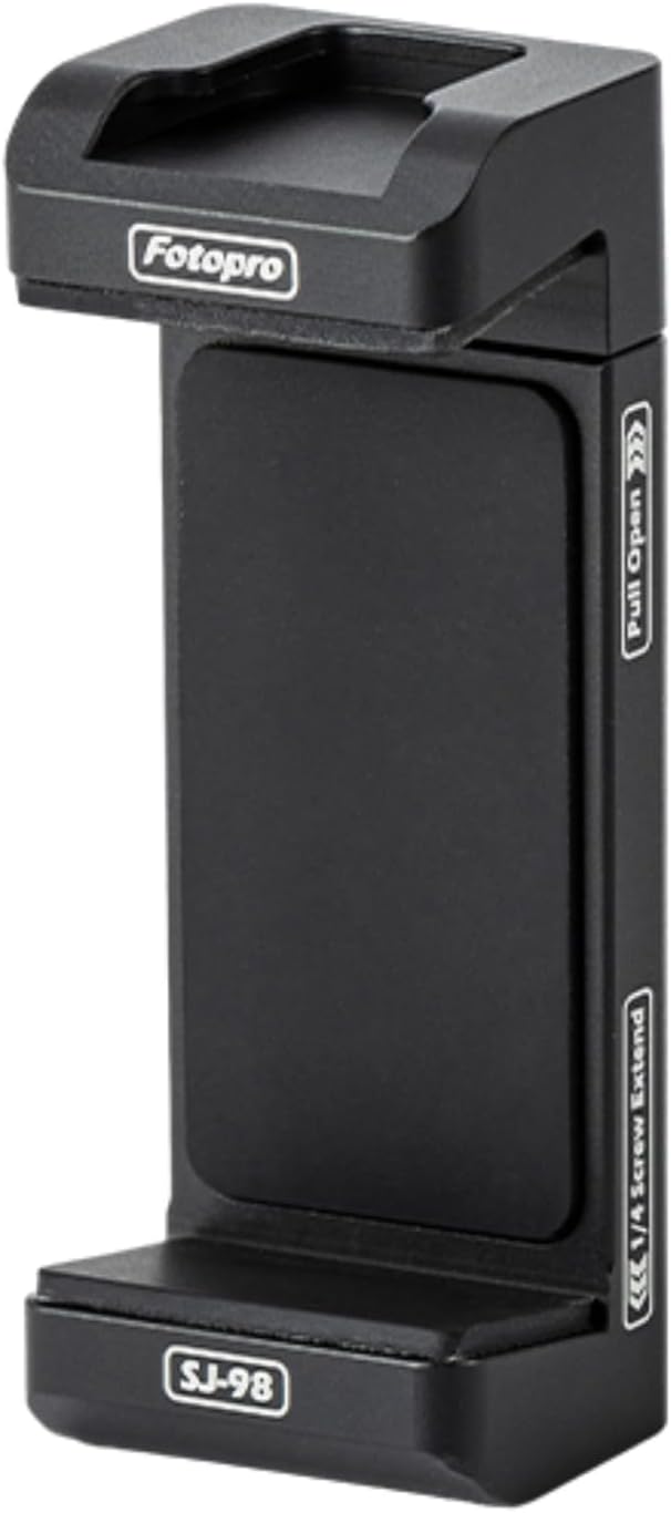 Phone Tripod Mount with Cold Shoe – Adjustable Holder for Monopod, Selfie Stick, Tripod, Vlogging - Fotopro AMZ