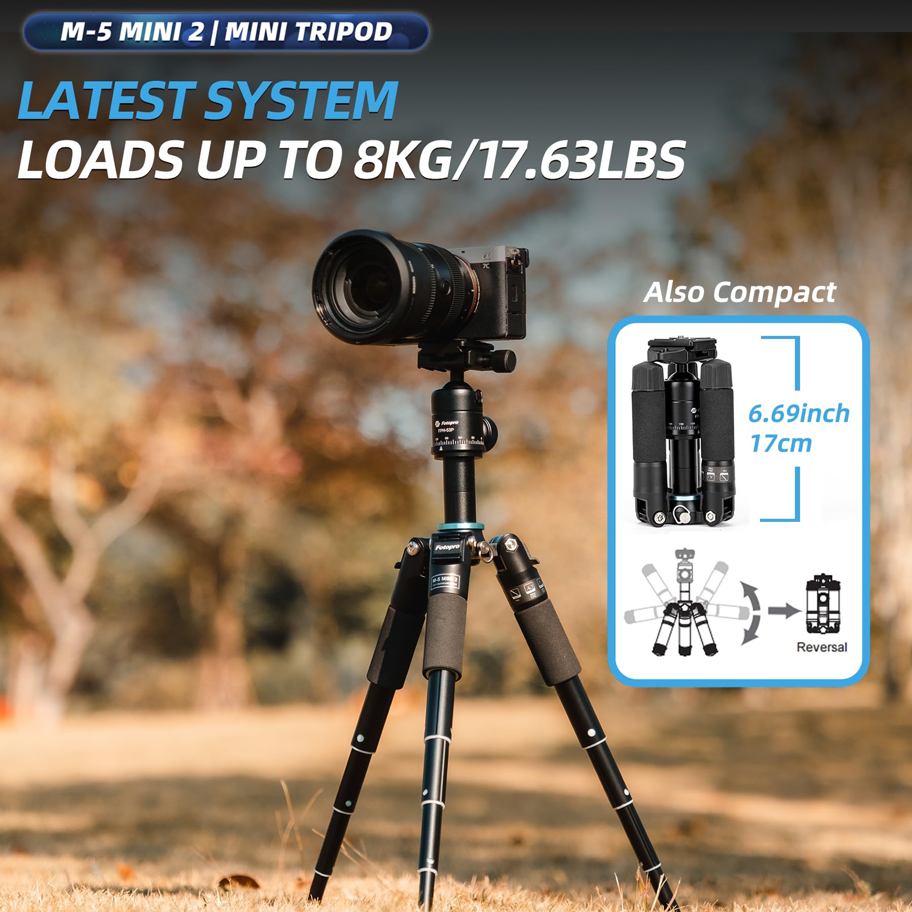 Portable Desktop Mini Tripod, 20inch, Compact for Camera. M - 5 mini - Fotopro