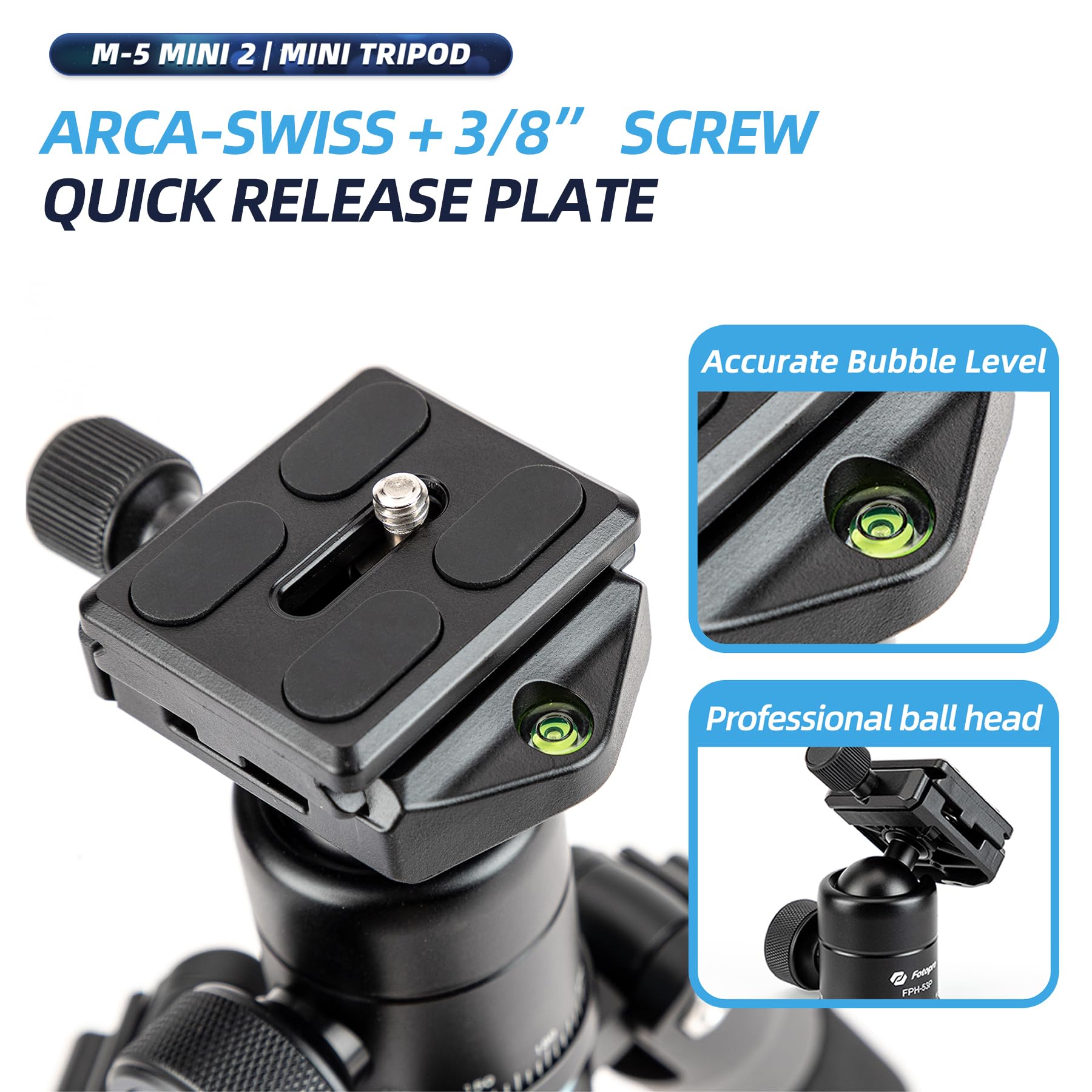 Portable Desktop Mini Tripod, 20inch, Compact for Camera. M - 5 mini - Fotopro
