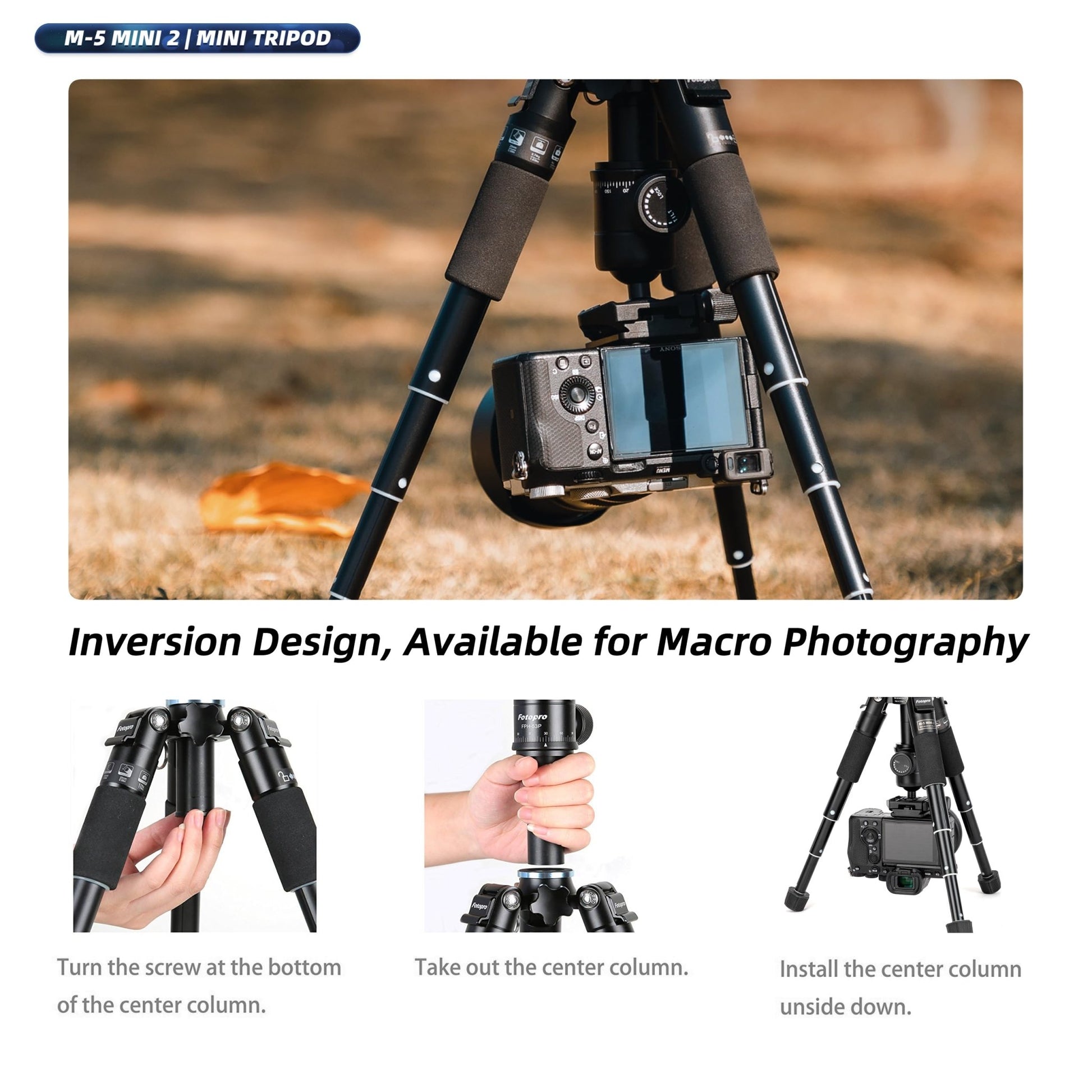 Portable Desktop Mini Tripod, 20inch, Compact for Camera. M - 5 mini - Fotopro